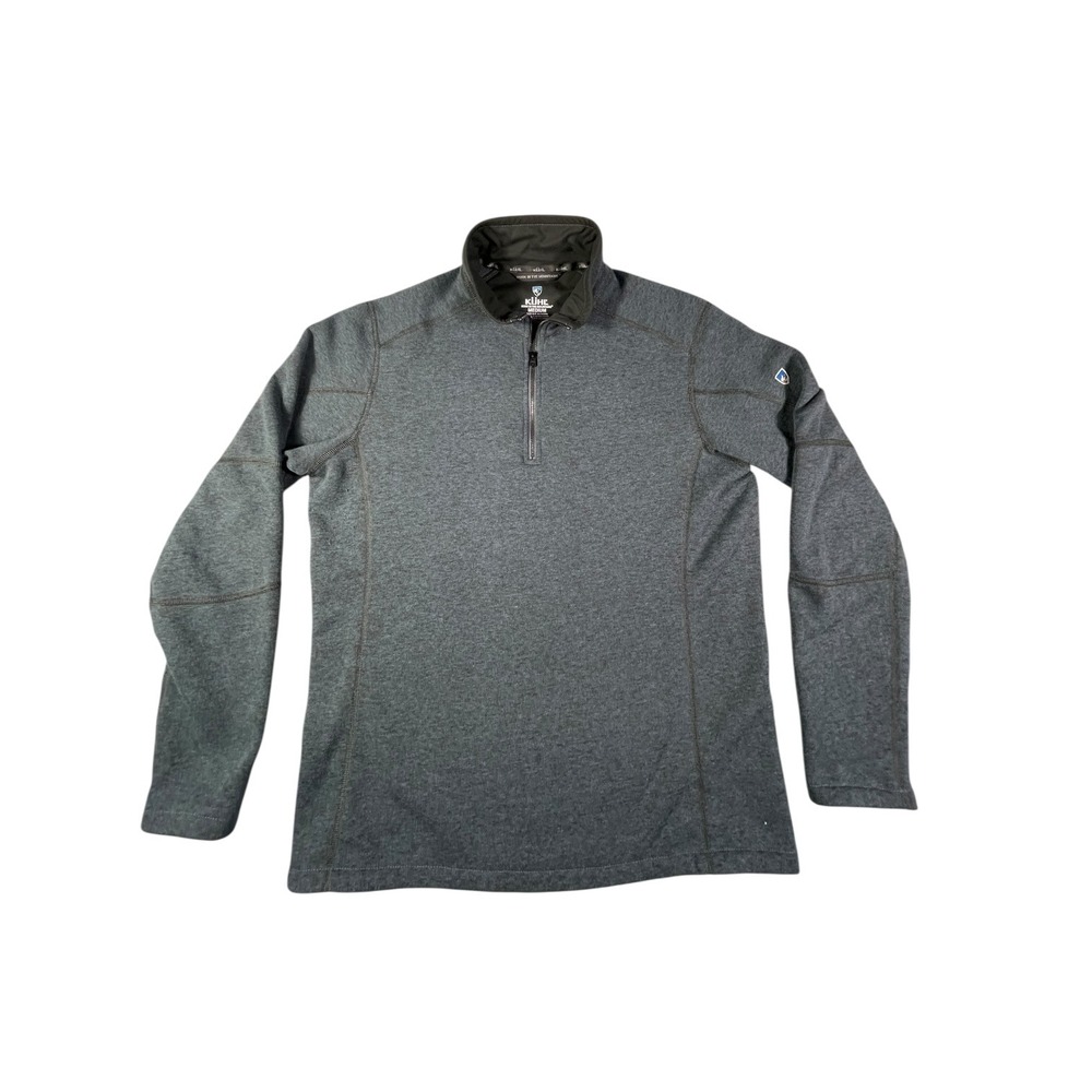 Kuhl Mens Quarter Zip Pullover Sweater Charcoal Heather Grey Medium Hiking Layer